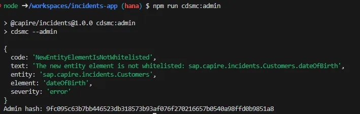 shows admin hash