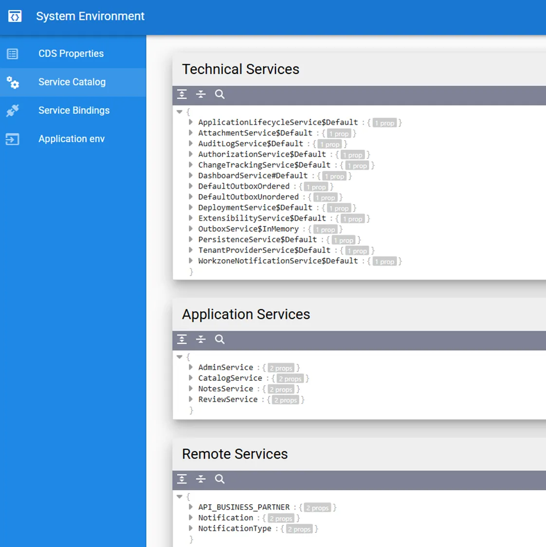 System Environment -> Service Catalog